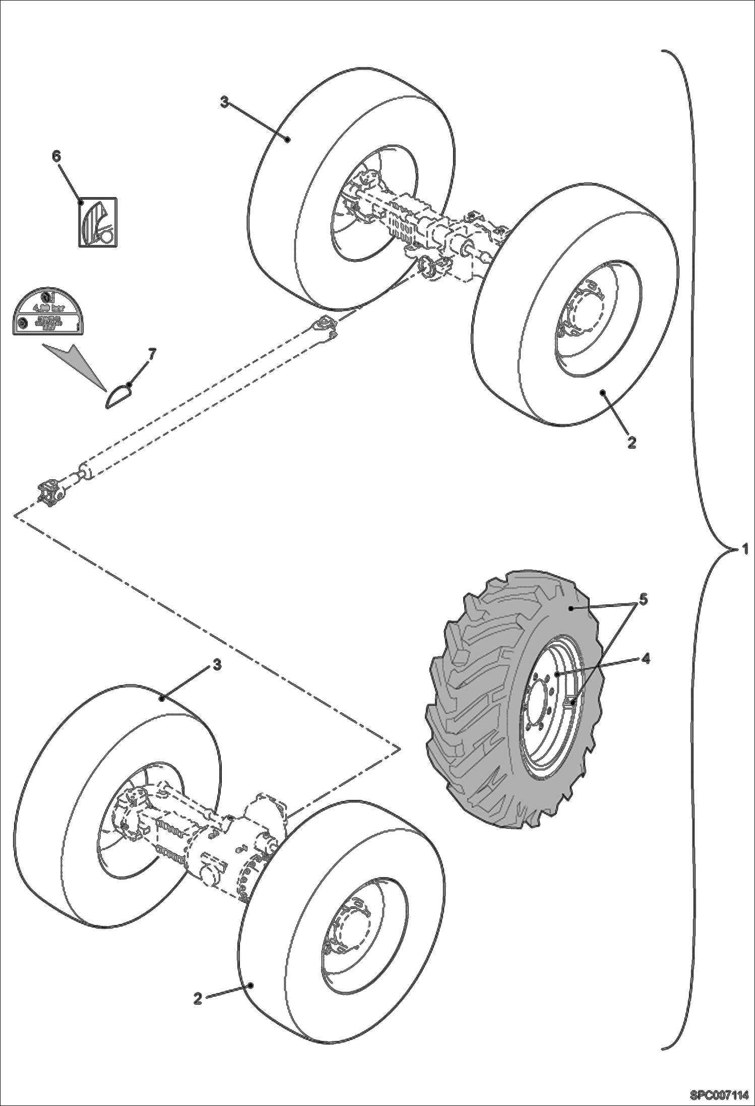Схема запчастей Bobcat T2556 - MICHELIN 335 X R18 WHEELS ACCESSORIES & OPTIONS