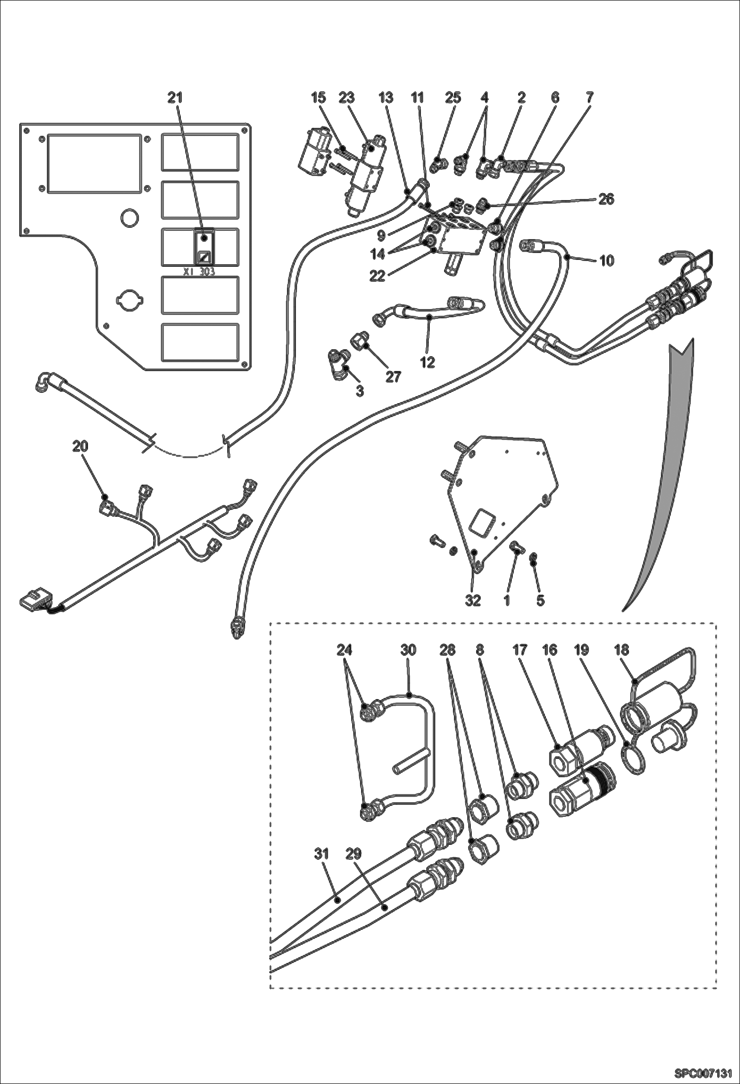 Схема запчастей Bobcat T2556 - REAR HYDRAULIC FUNCTION ACCESSORIES & OPTIONS