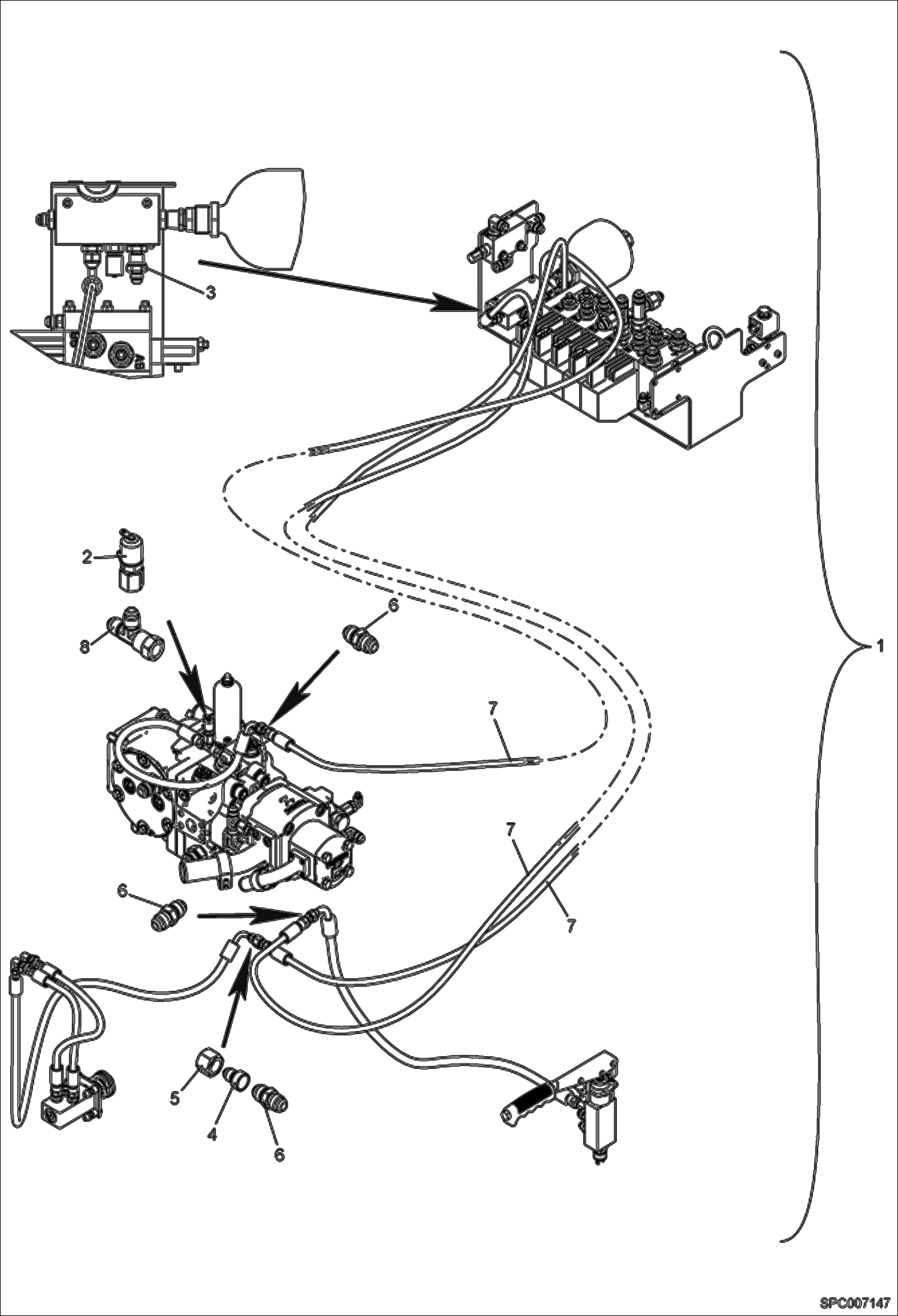 Схема запчастей Bobcat T40140 - HYDRAULIC BLOCK DISPLACEMENT KIT (For Cab Noise Reduction) ACCESSORIES & OPTIONS