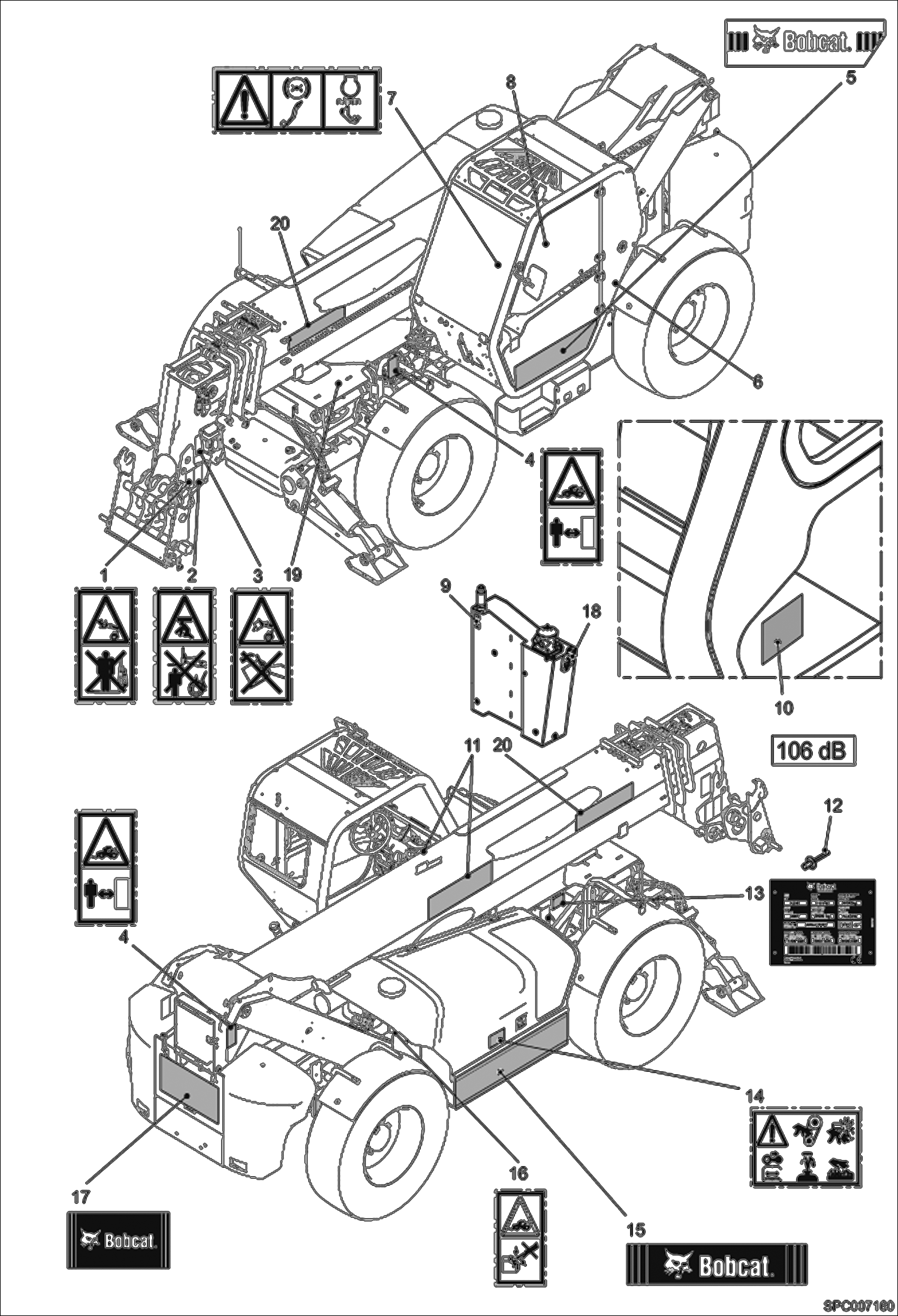 Схема запчастей Bobcat T40140 - BOBCAT DECALS (S/N 363911001 - 12000) ACCESSORIES & OPTIONS