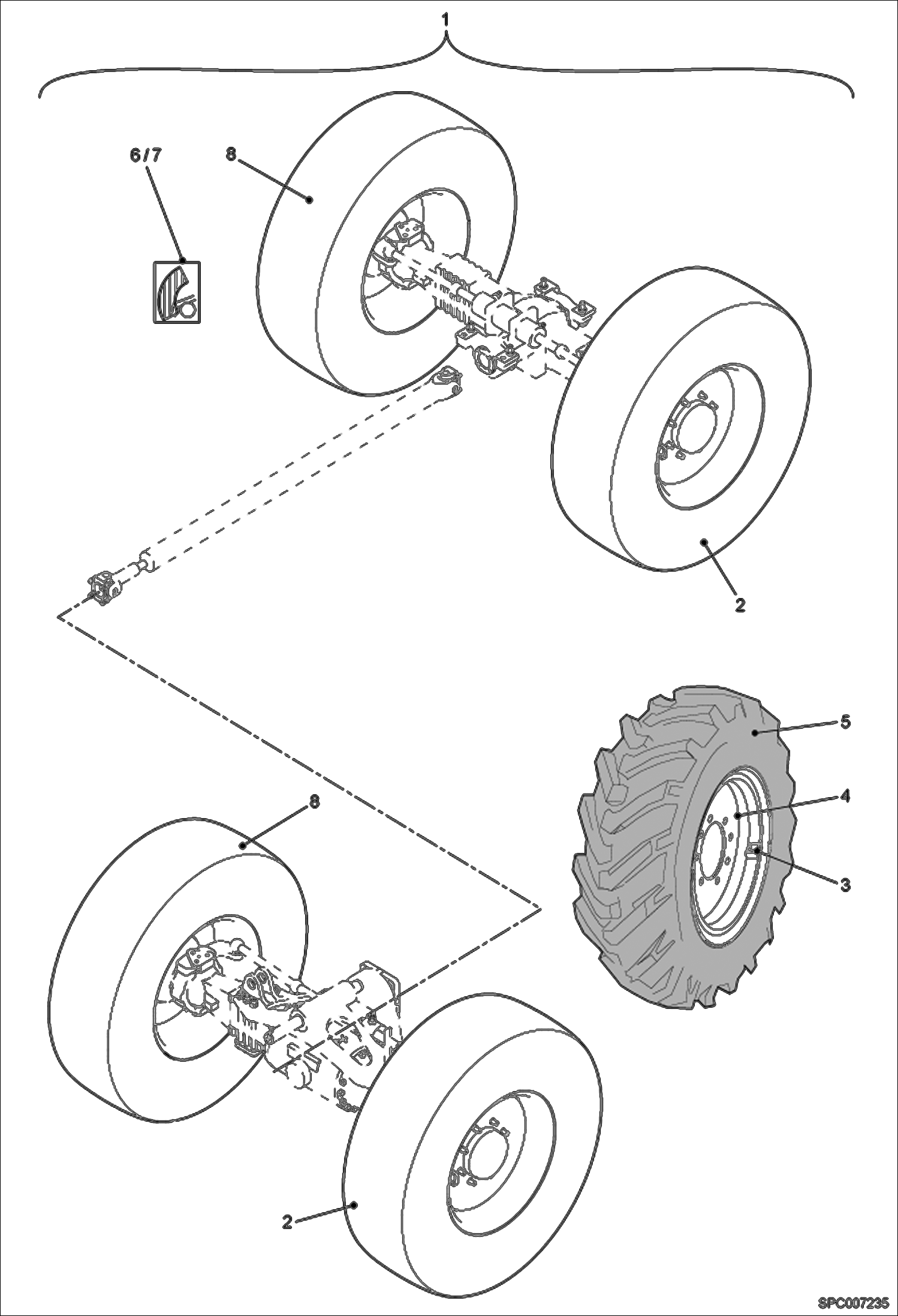 Схема запчастей Bobcat V723 - WHEELS (Titan 400/70-R20) ACCESSORIES & OPTIONS