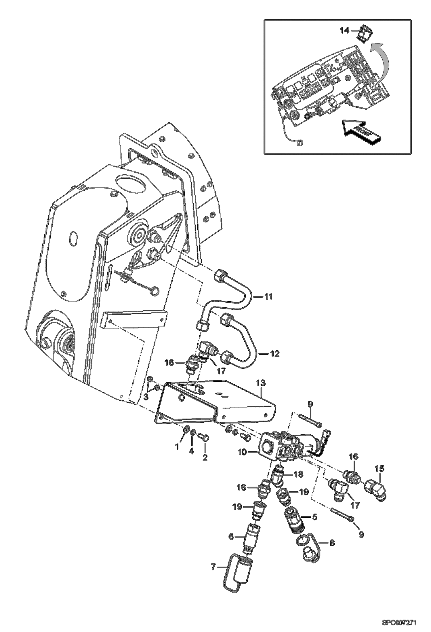 Схема запчастей Bobcat T2250 - HYDRAULIC CIRCUITRY (2nd Hydraulic Function on Boom) ACCESSORIES & OPTIONS