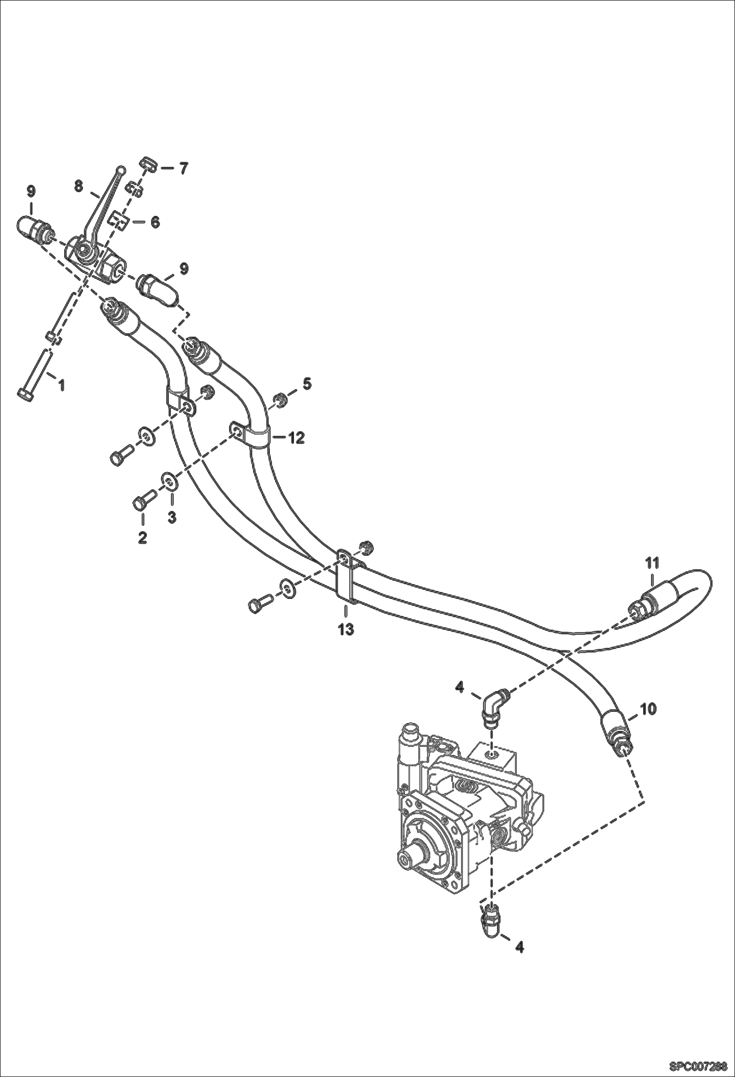 Схема запчастей Bobcat T2250 - HYDROSTATIC CIRCUITRY (Transmission Lock Override) ACCESSORIES & OPTIONS