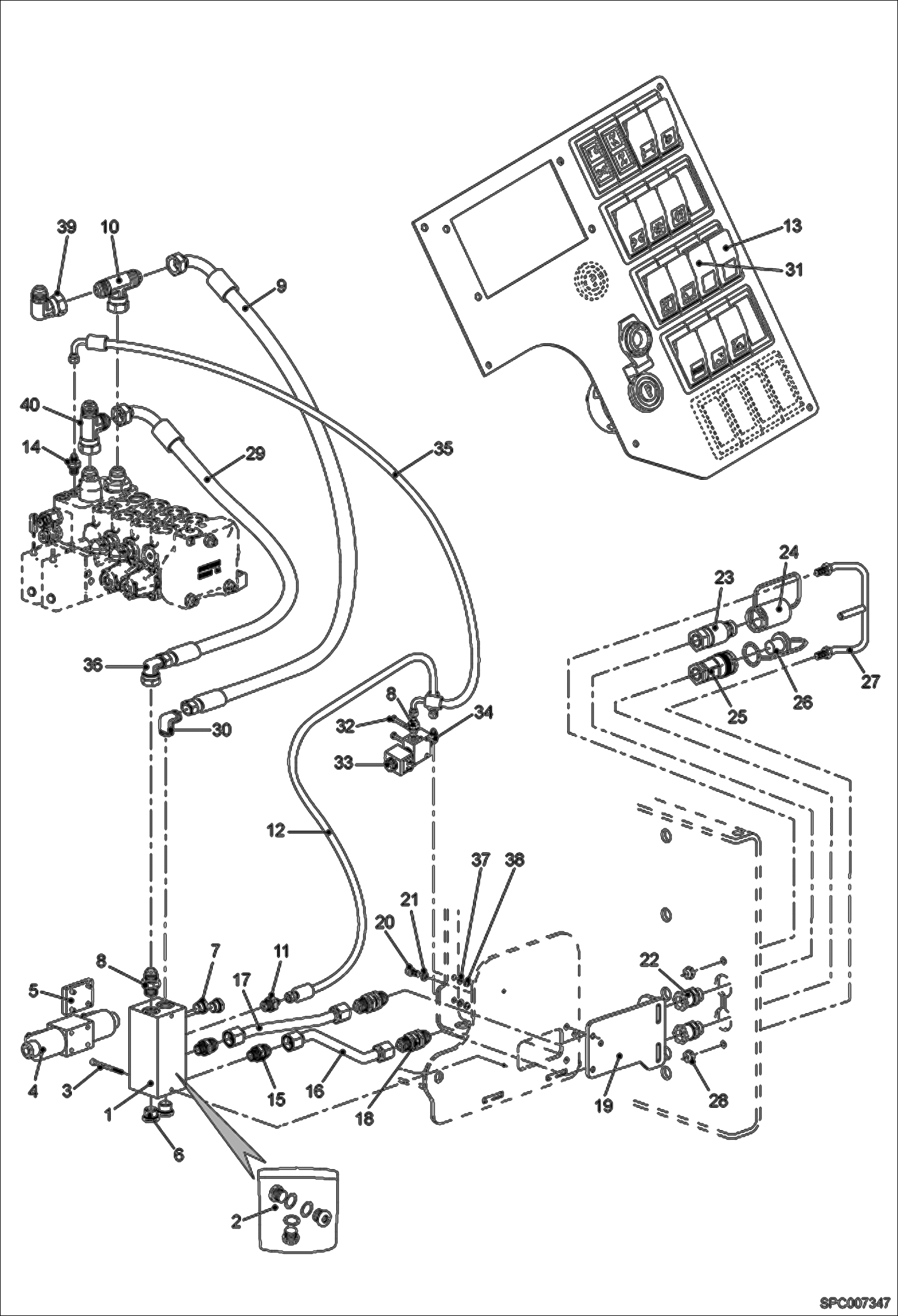 Схема запчастей Bobcat T35100L - REAR AUXILIARY HYDRAULICS (S/N A8HD11001 - 12999, A8GW11001 - 12999, A8GT11001 - 12999) ACCESSORIES & OPTIONS