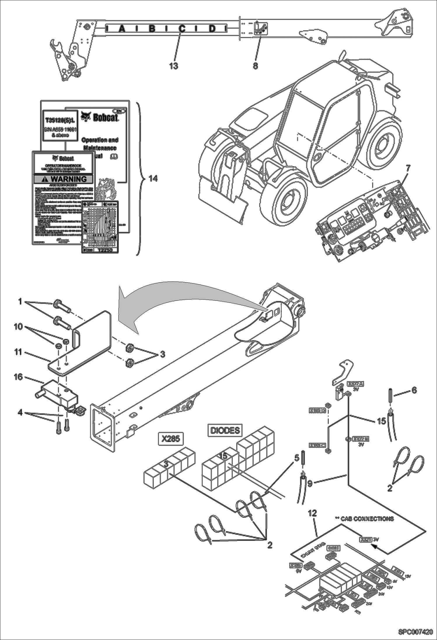 Схема запчастей Bobcat T35120L - LOCAL LEGISLATION COMPLIANCE SET (Australia) (S/N A8GV11001 - 14999, A8GJ11001 - 14999) ACCESSORIES & OPTIONS