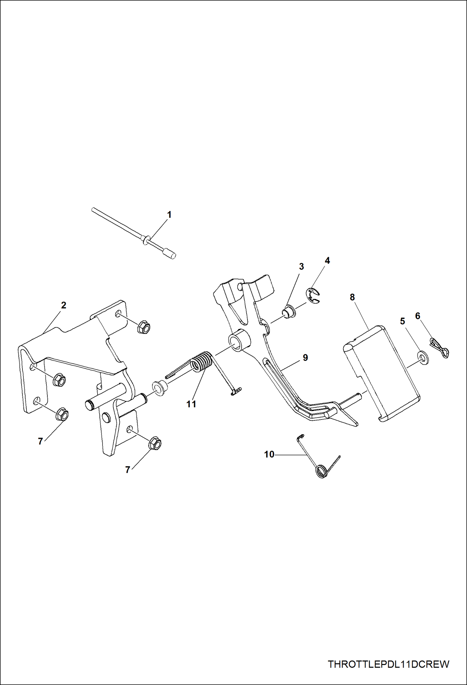 Схема запчастей Bobcat 3400 - ENGINE, THROTTLE PEDAL POWER UNIT