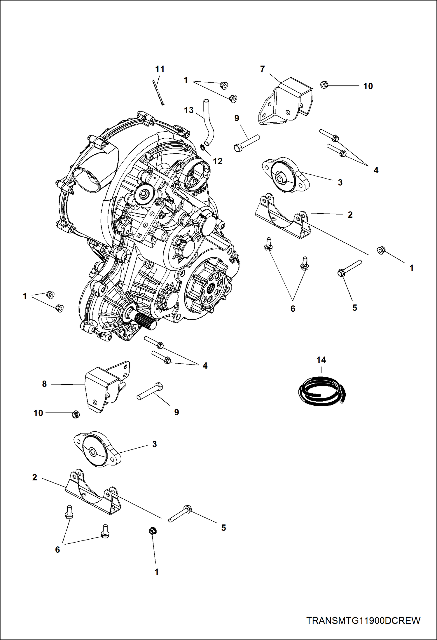 Схема запчастей Bobcat 3400 - DRIVE TRAIN, TRANSMISSION MOUNTING DRIVE TRAIN