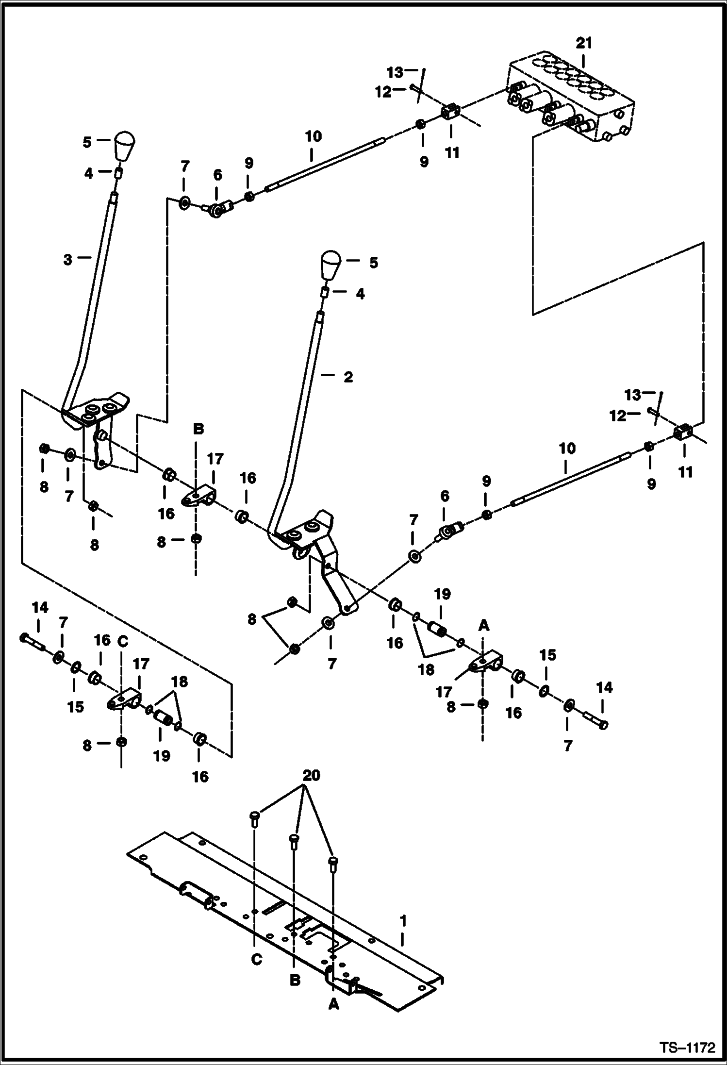 Схема запчастей Bobcat 325 - TRAVEL CONTROLS CONTROLS