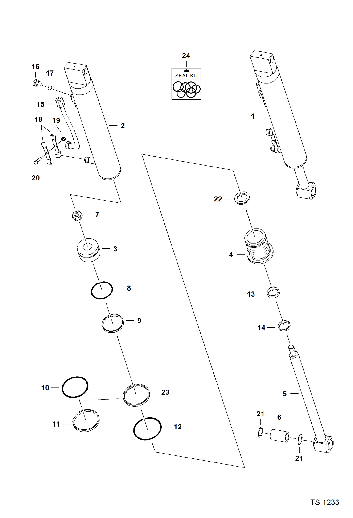 Схема запчастей Bobcat 800s - TILT CYLINDER ( R.H. ) (S/N 5141 11573, 5142 11213 & Below) HYDRAULIC SYSTEM