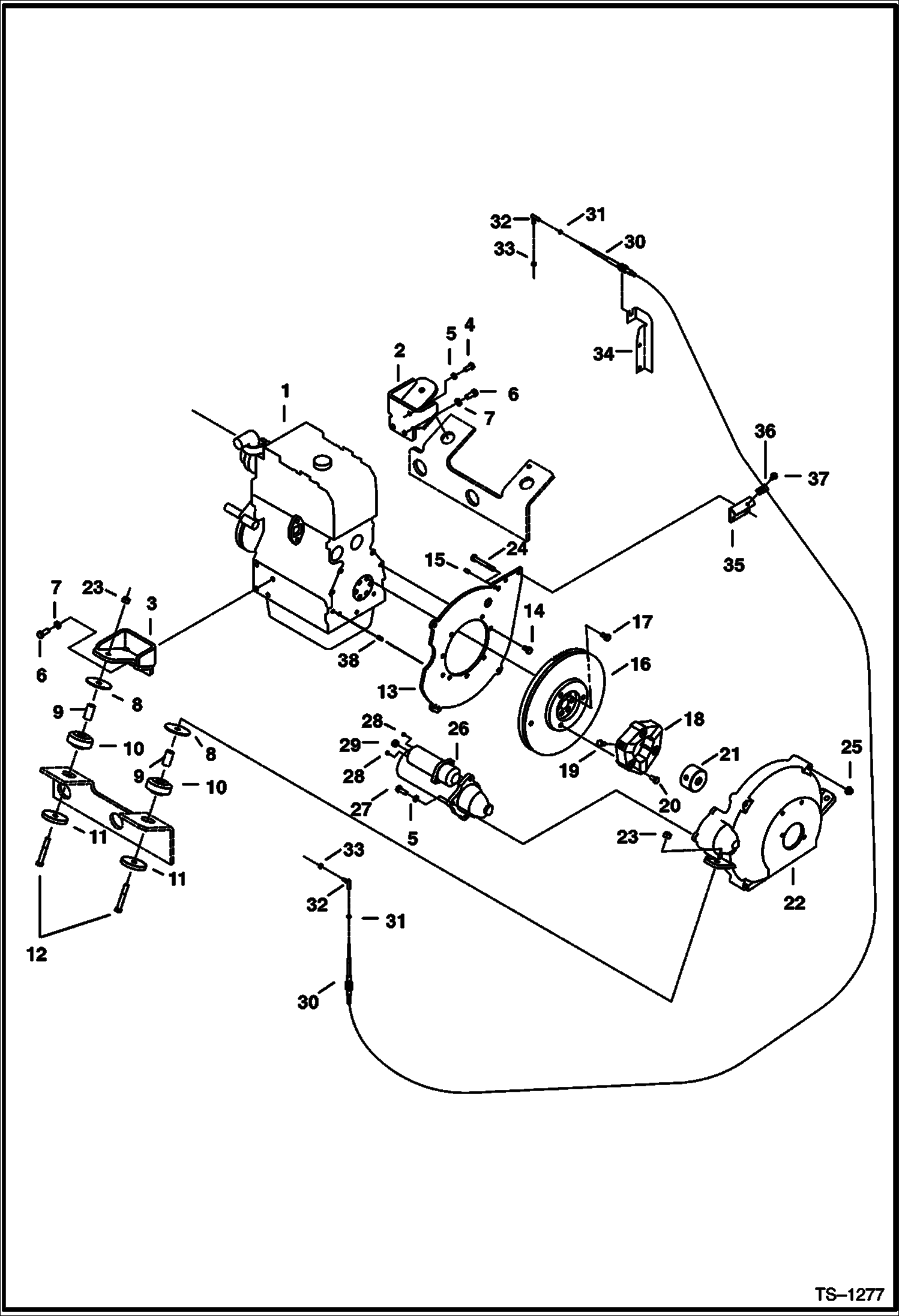 Схема запчастей Bobcat 328 - ENGINE MOUNTING (S/N 514013001-514014899) POWER UNIT