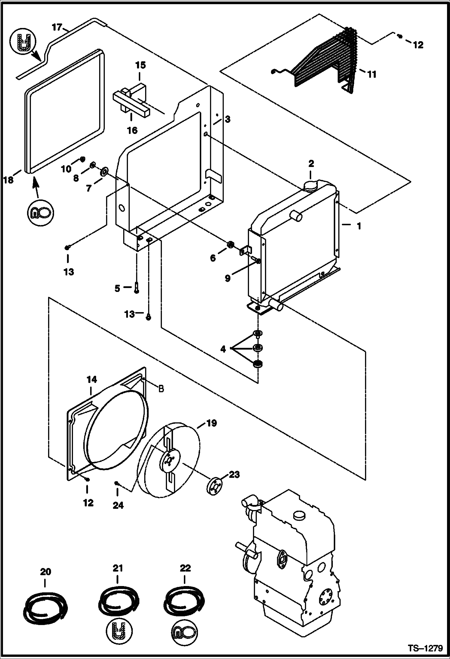 Схема запчастей Bobcat 328 - RADIATOR & MOUNTING POWER UNIT