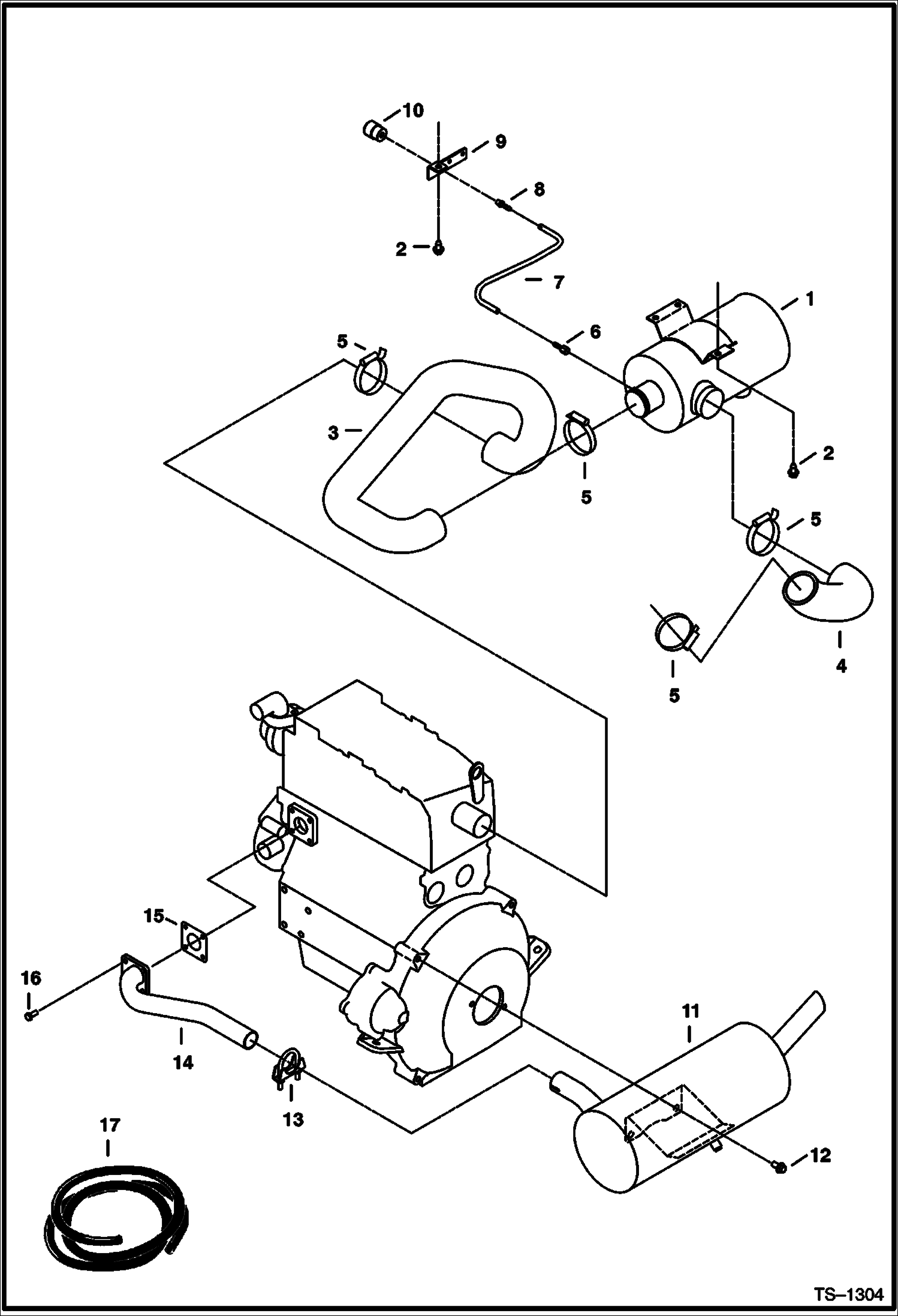 Схема запчастей Bobcat 331 - AIR CLEANER AND MUFFLER MOUNTING (S/N 512912001-512912999) POWER UNIT