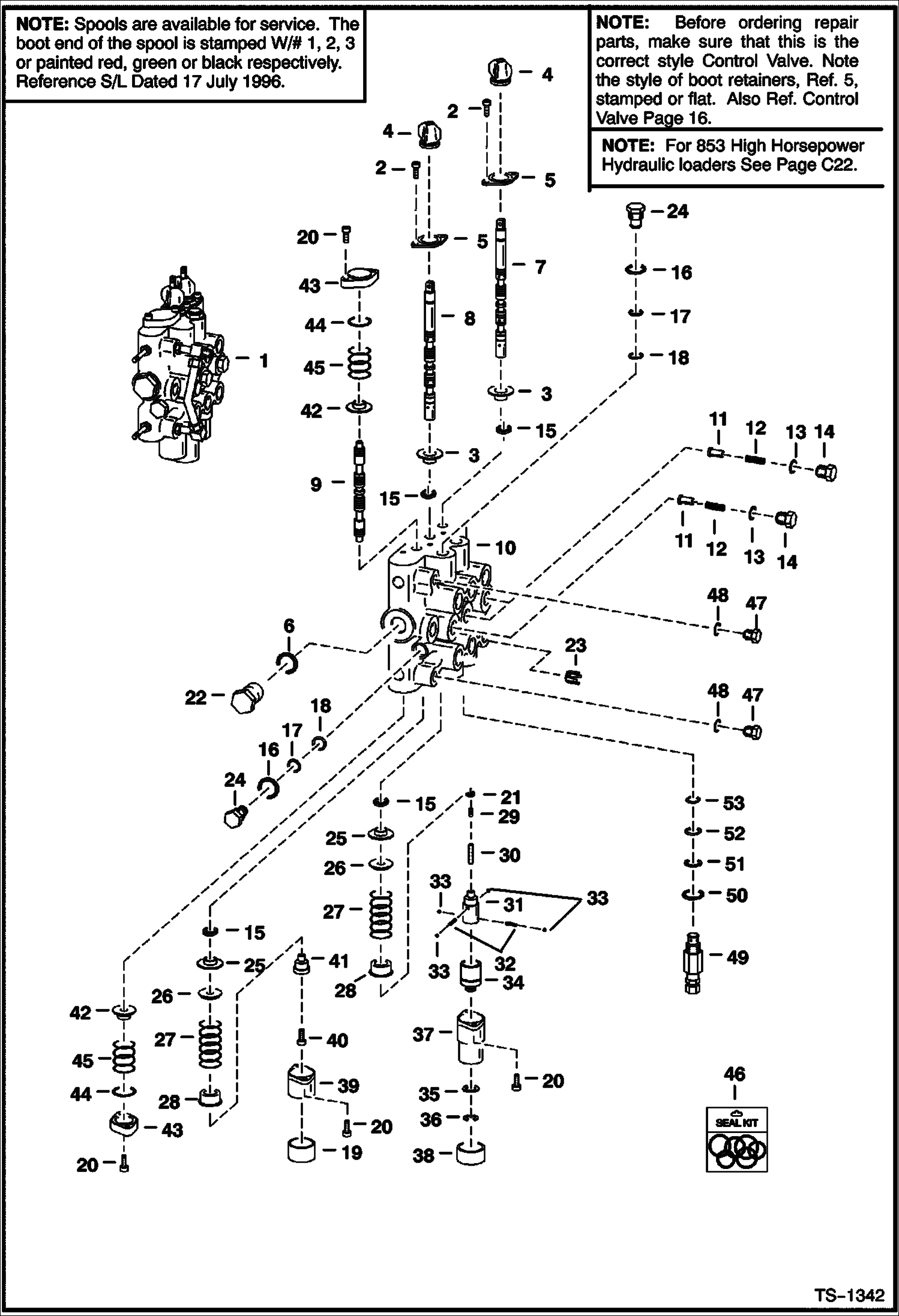 Схема запчастей Bobcat 800s - HYDRAULIC CONTROL VALVE HYDRAULIC SYSTEM