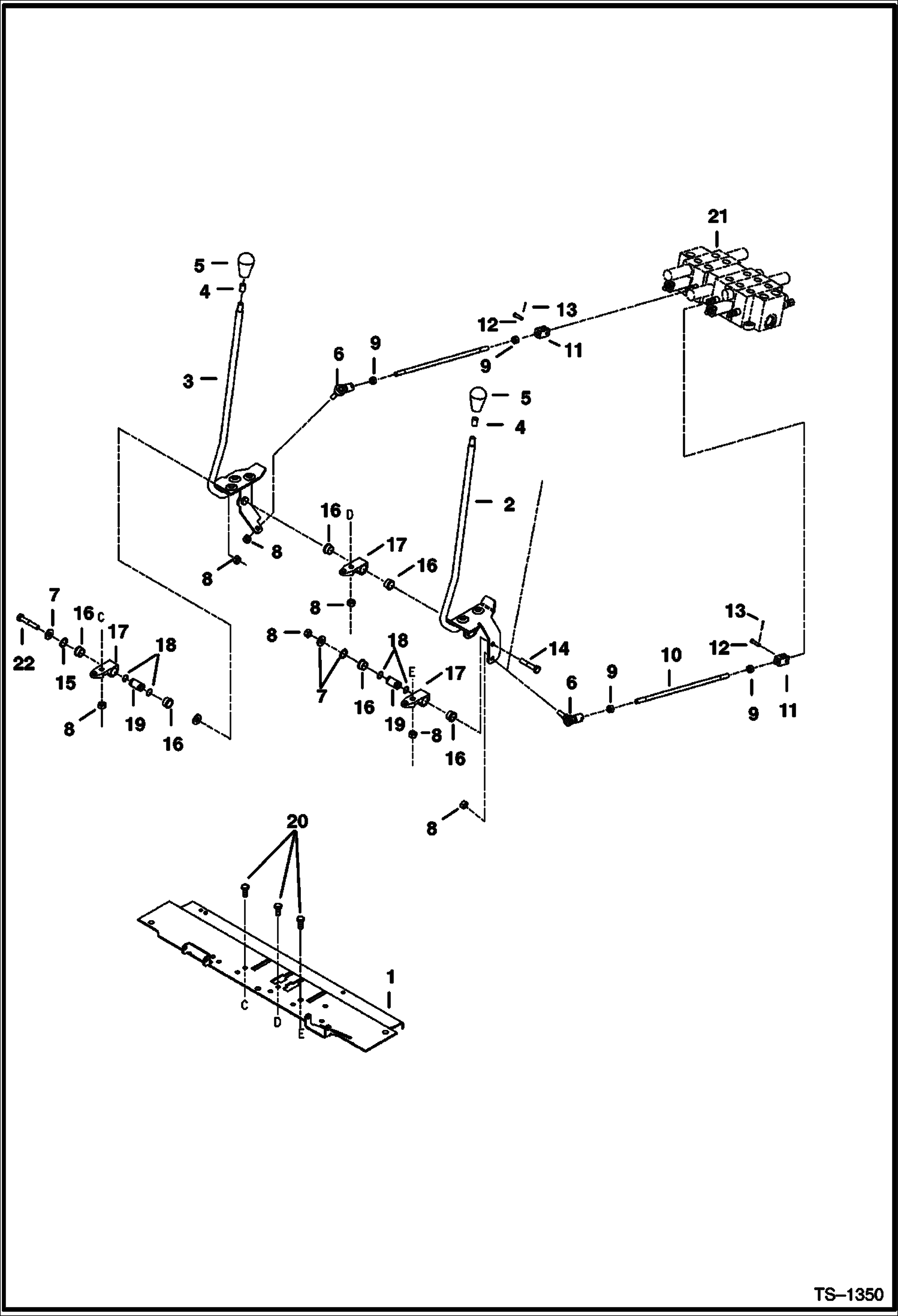 Схема запчастей Bobcat 328 - TRAVEL CONTROLS (S/N 514013001-514014899) CONTROLS