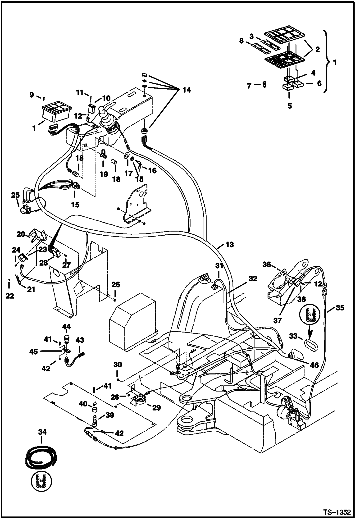 Схема запчастей Bobcat 328 - ELECTRICAL SYSTEMS (Console) (S/N 514013001-514014899) ELECTRICAL SYSTEM