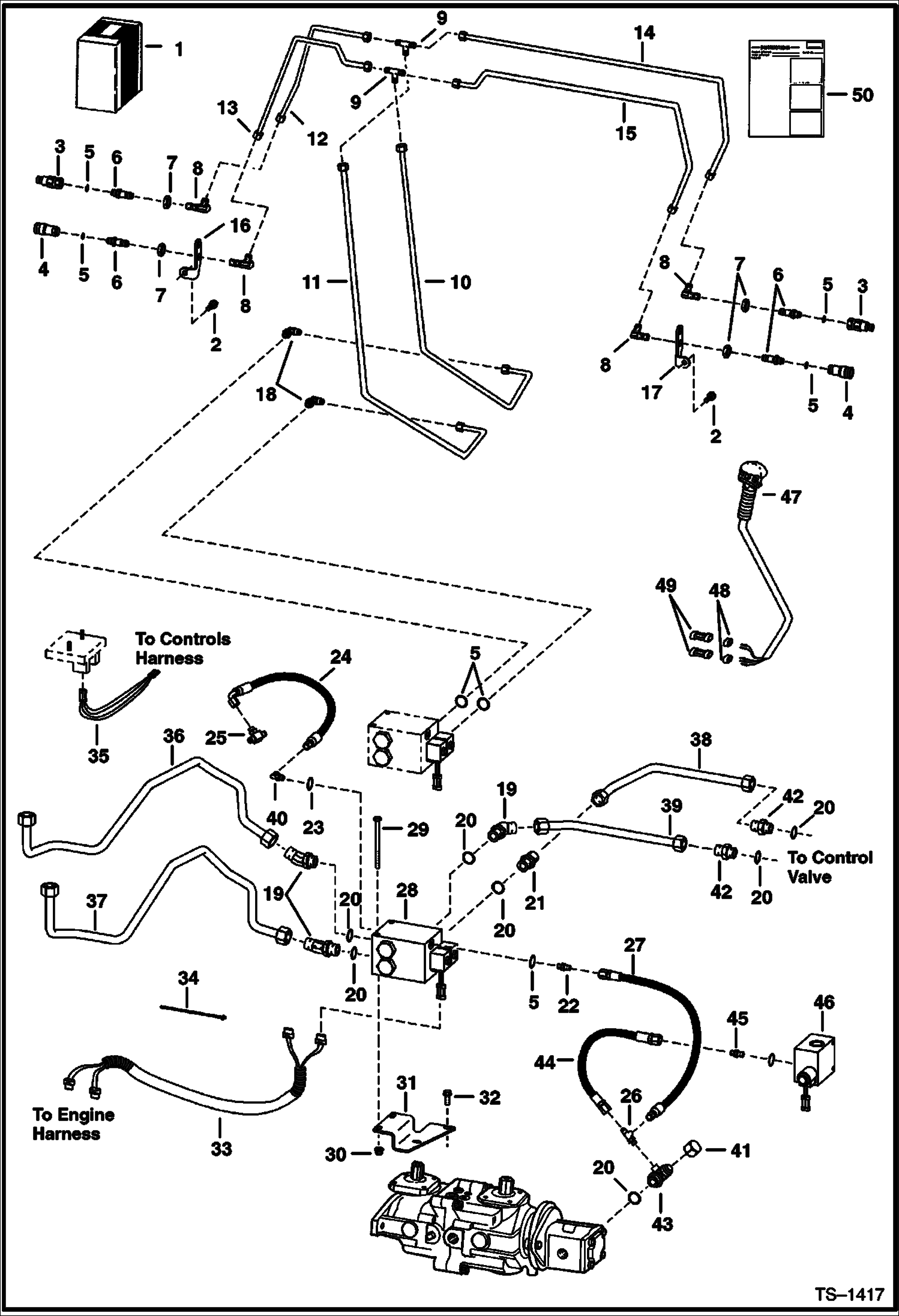 Схема запчастей Bobcat 700s - REAR AUXILIARY (W/FF Couplers) (S/N 5122 17846-20297, 5124 40566-40720, 5126 12076-12257) ACCESSORIES & OPTIONS