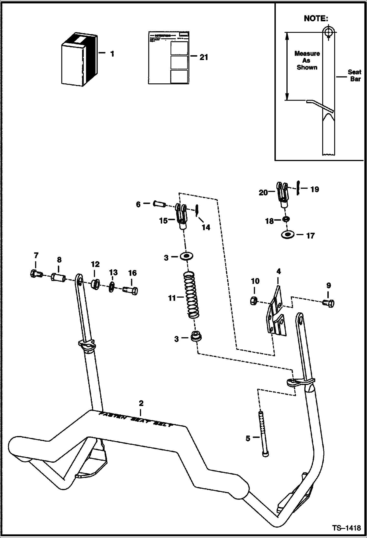 Схема запчастей Bobcat 700s - SEAT BAR KIT (Compression Spring) ACCESSORIES & OPTIONS