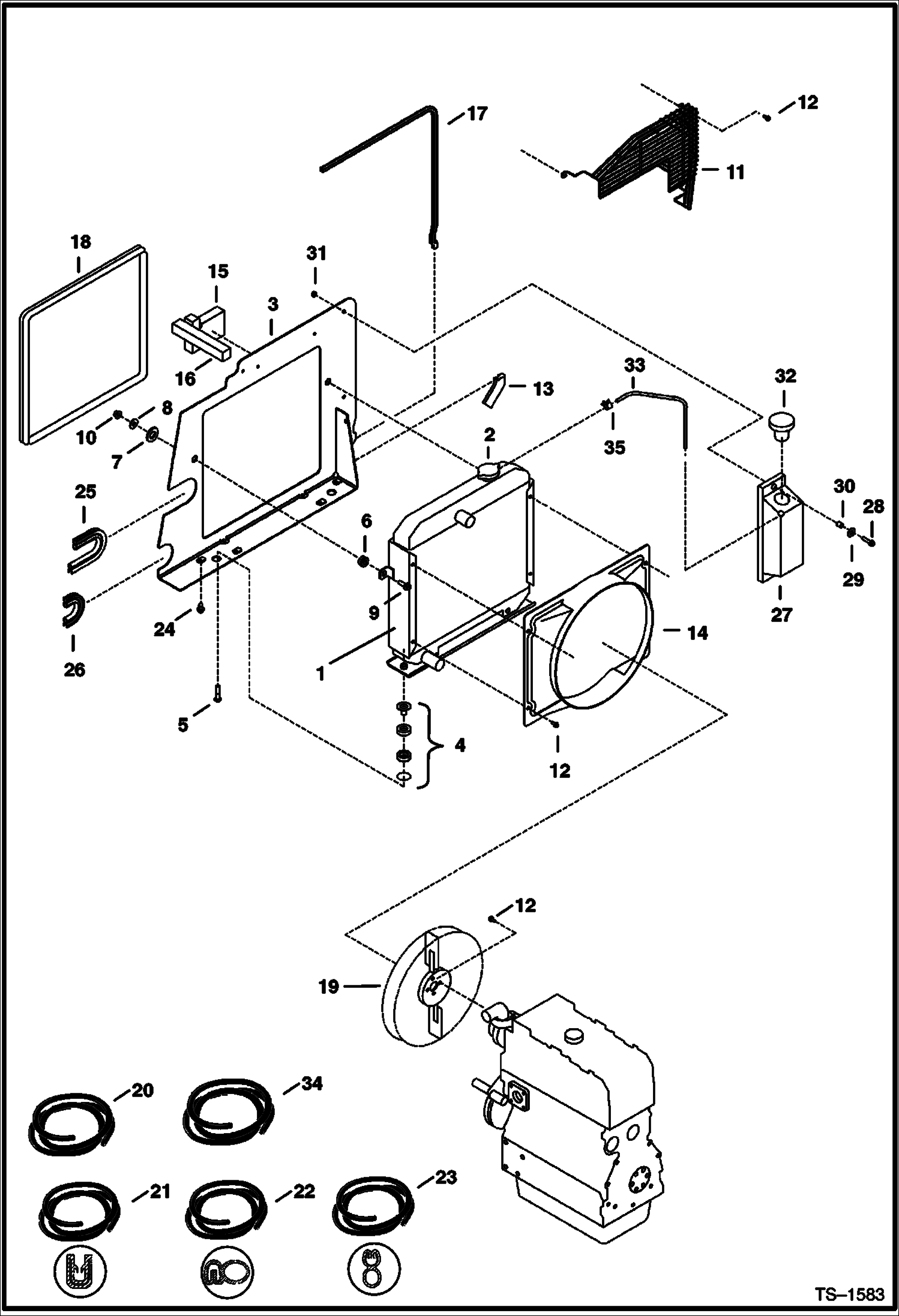 Схема запчастей Bobcat 337 - RADIATOR & MOUNTING POWER UNIT