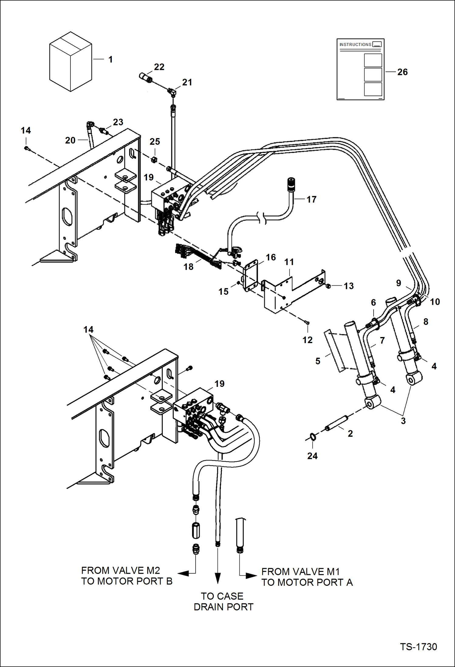 Схема запчастей Bobcat PLANERS - PLANER (Hydraulic Upgrade Depth Control Kit W/Case Drain) (Standard Flow Planer) (14 231200101 & Above) Loader