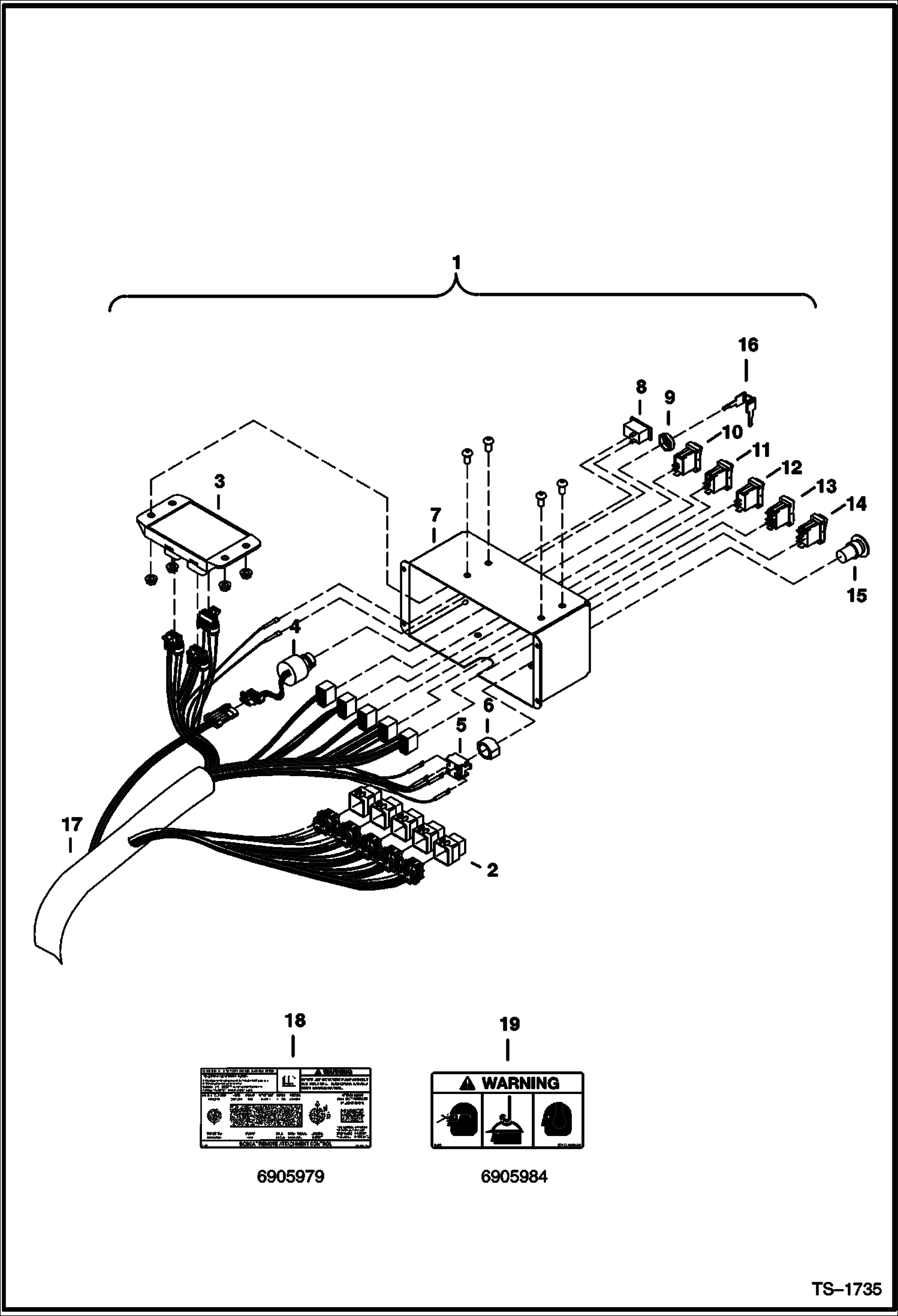 Схема запчастей Bobcat CONCRETE PUMP - REMOTE ATTACHMENT CONTROL BOX Concrete Pump - S/N Prefix 2331 Loader