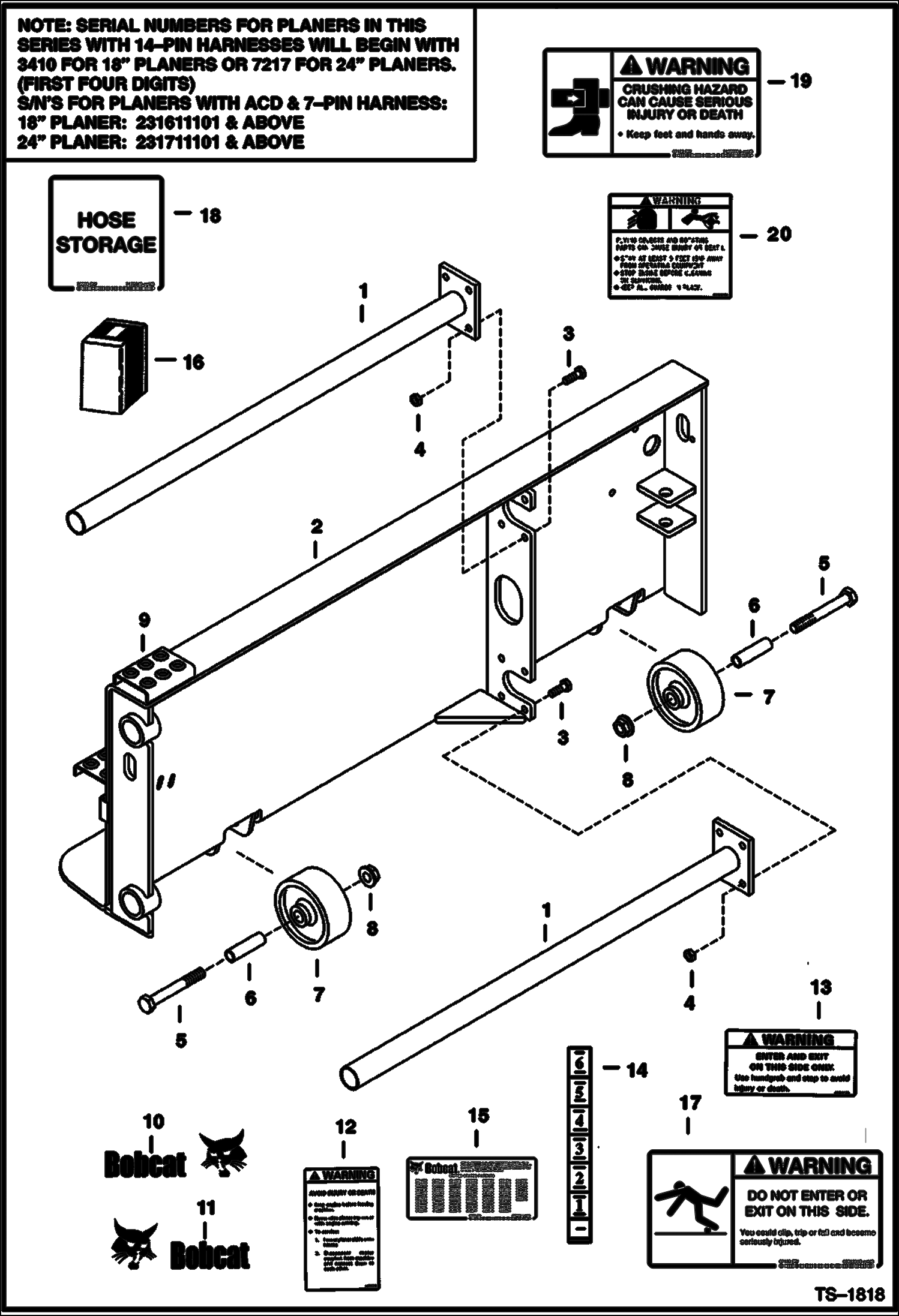 Схема запчастей Bobcat PLANERS - PLANER (Main Frame) (18 3410 & 2316) (24 7217 & 2317) Loader