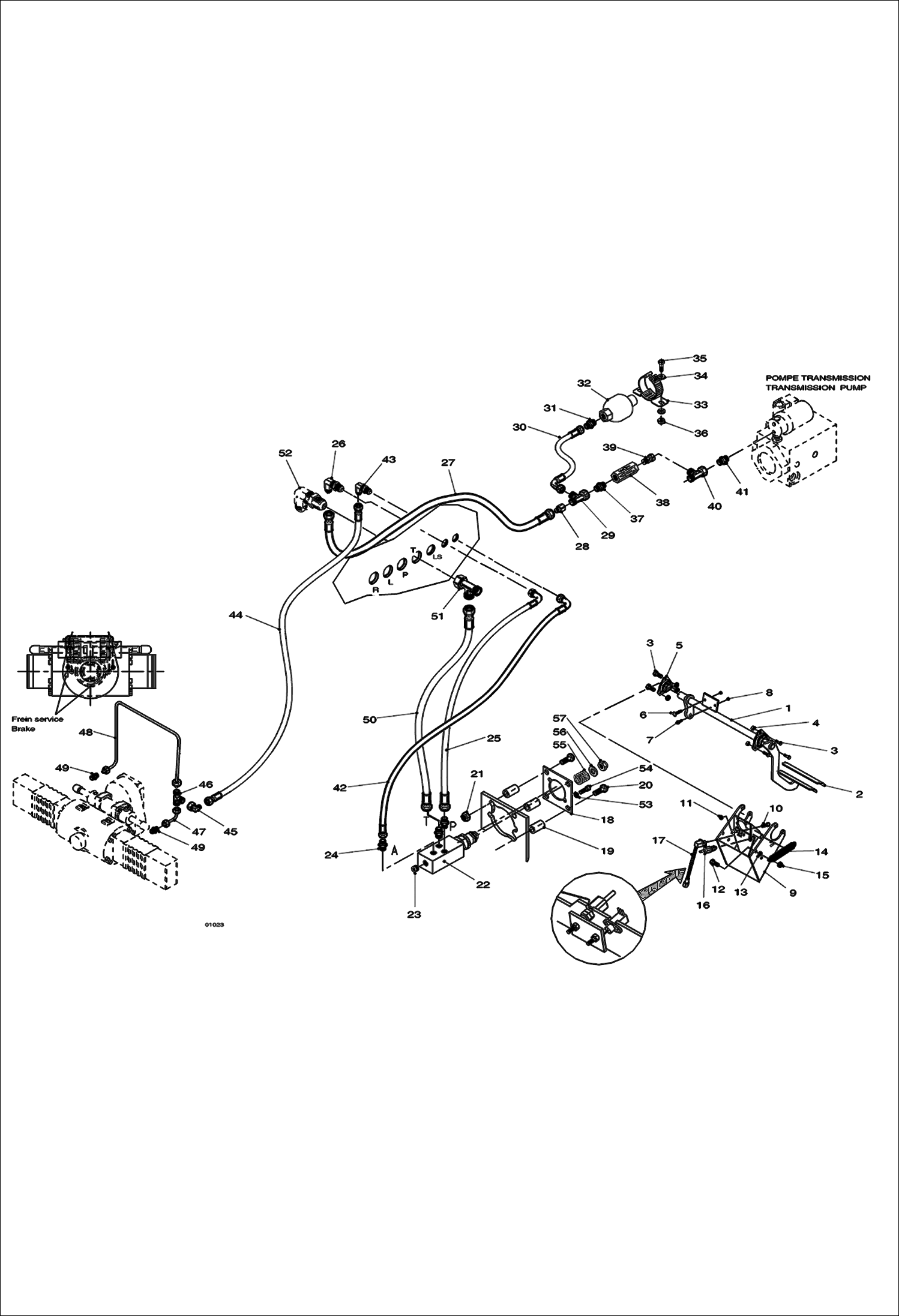 Схема запчастей Bobcat V623 - BRAKE CIRCUIT S/N 3671 11001 -12003 S/N 3672 11001-12003 CHASSIS