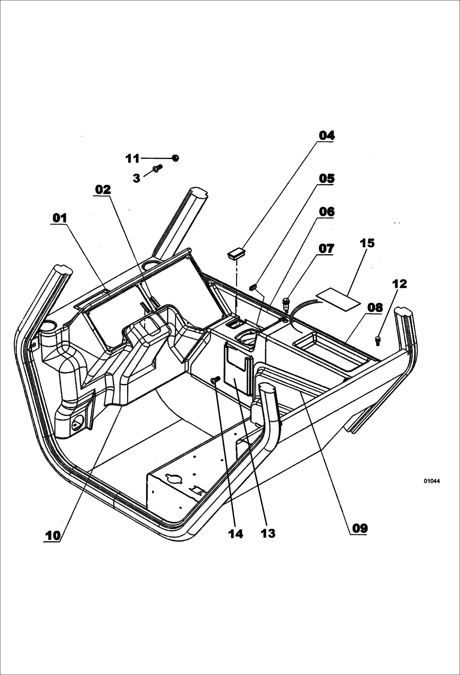 Схема запчастей Bobcat V518 - CAB COWLING 367011001 - 12517 CHASSIS