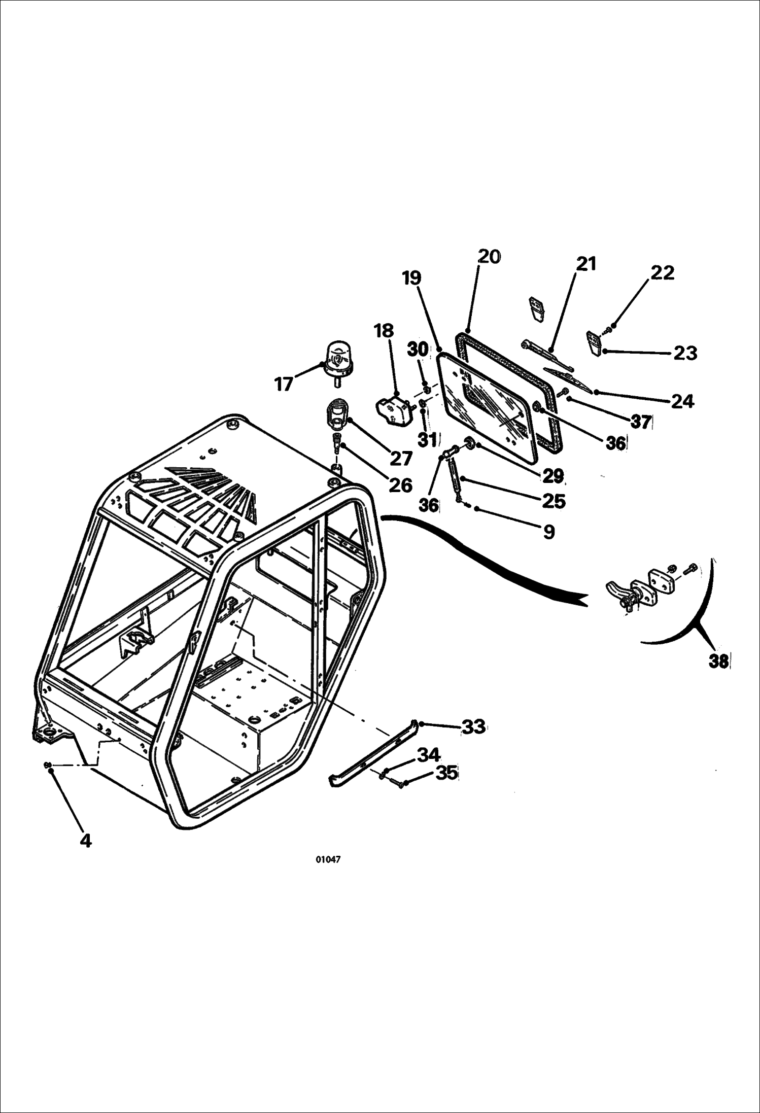 Схема запчастей Bobcat V518 - CAB - REAR PANE 367011001-12517 CHASSIS