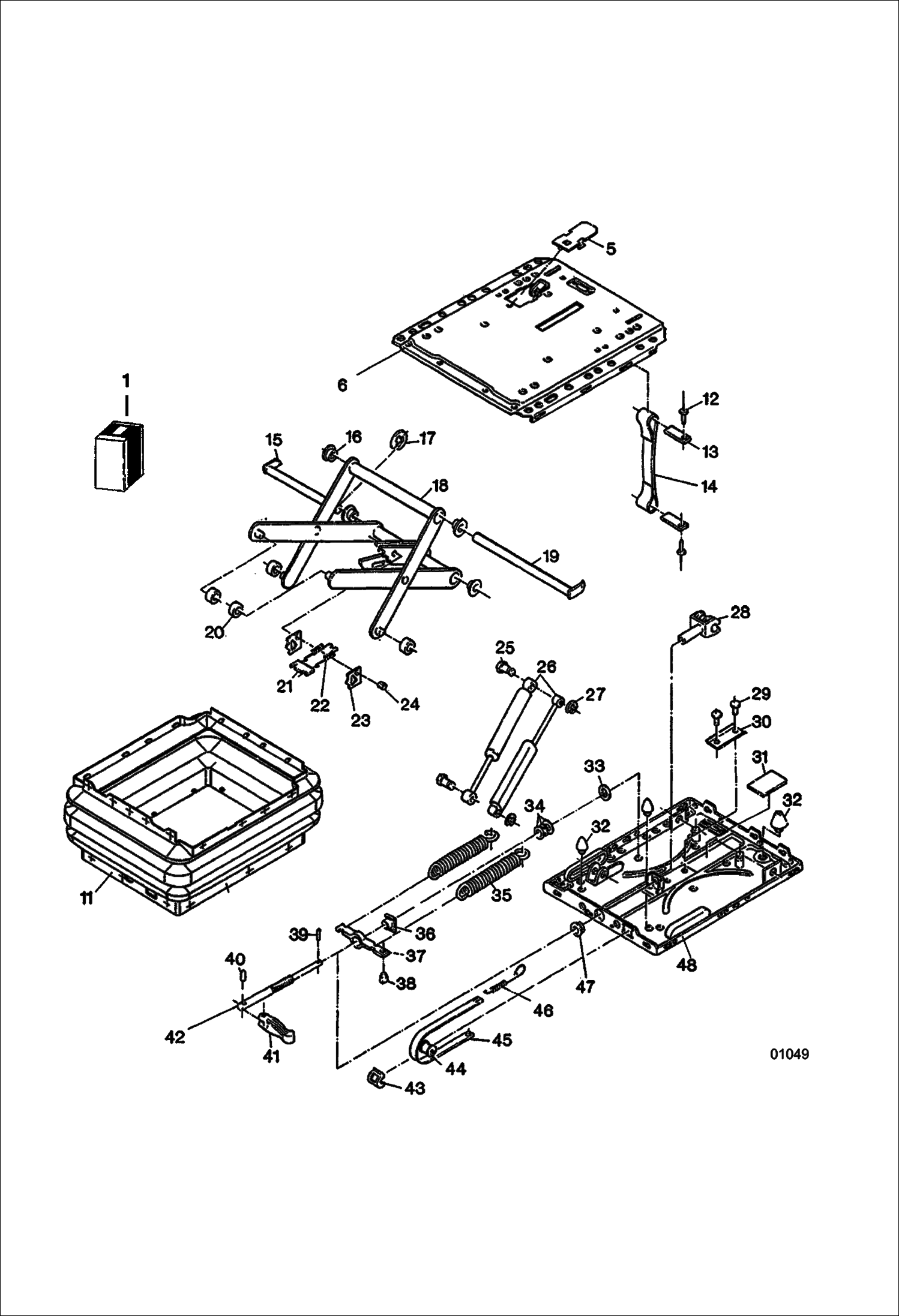 Схема запчастей Bobcat V518 - SEAT SUSPENSION CHASSIS