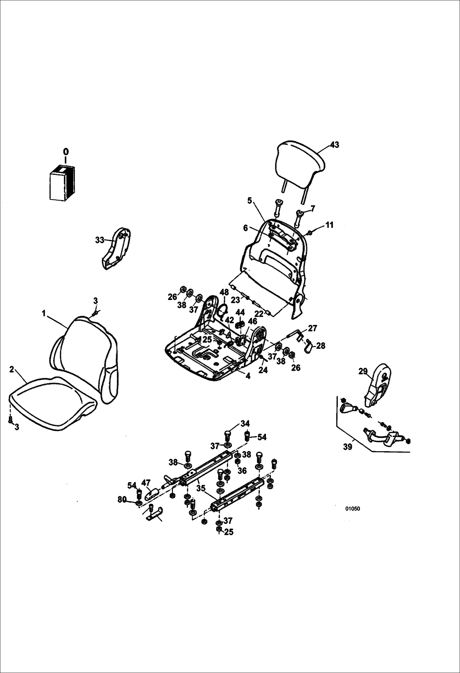 Схема запчастей Bobcat V518 - SEAT CHASSIS