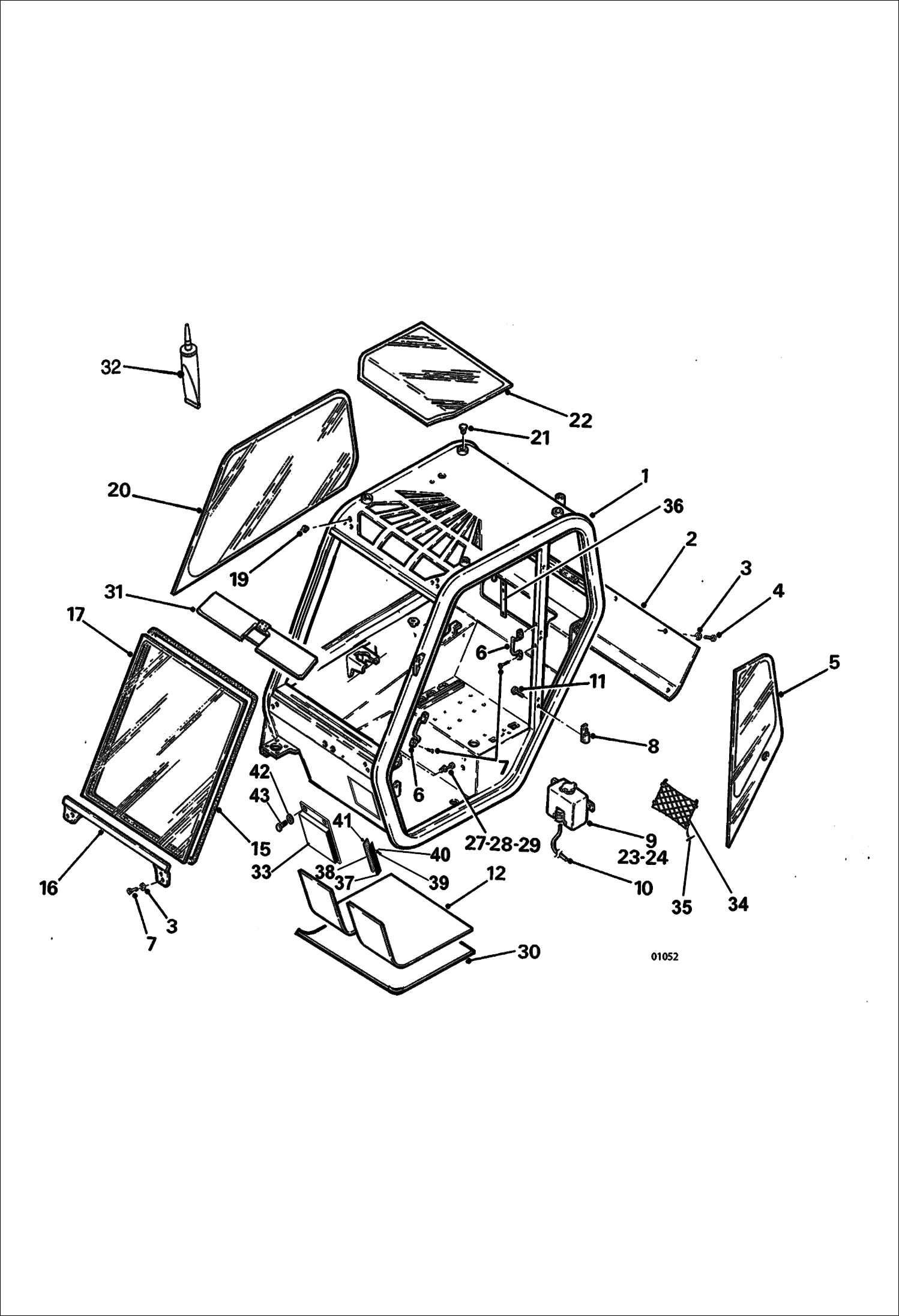 Схема запчастей Bobcat V518 - CAB - SKELETON 367011001-12517 CHASSIS