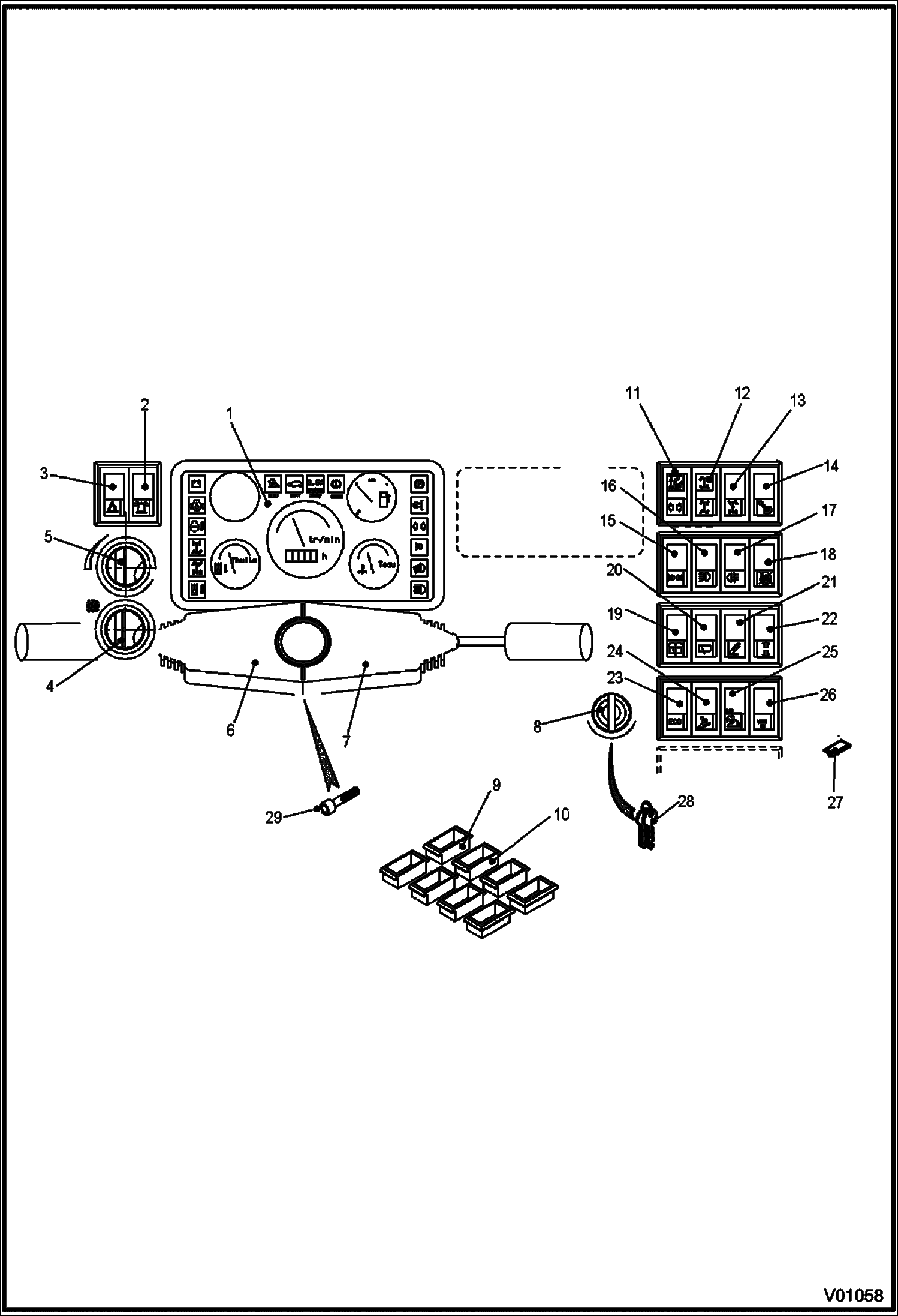 Схема запчастей Bobcat V518 - ELECTRIC - CONTROL PANEL ELECTRICAL SYSTEM