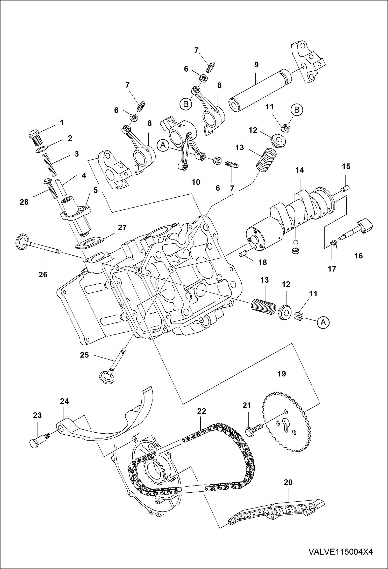 Схема запчастей Bobcat 3400 - ENGINE, CAMSHAFT & VALVES POWER UNIT