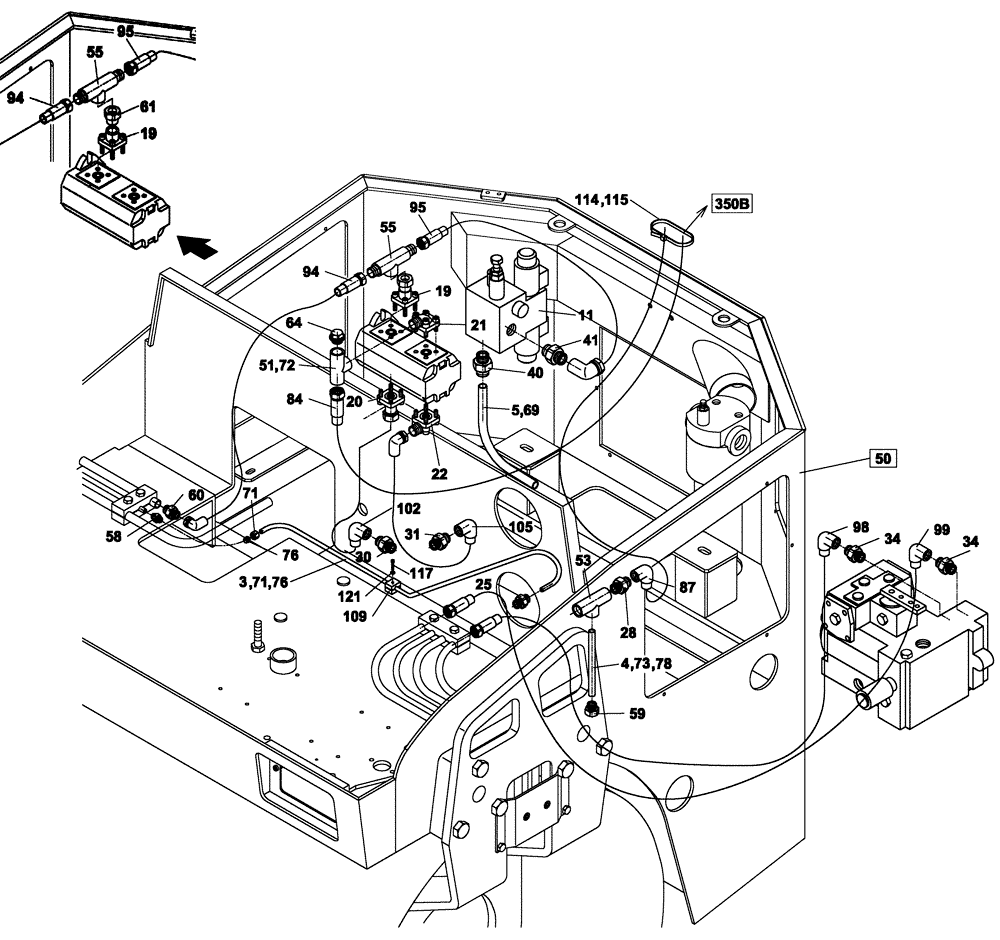 Схема запчастей Case DV202 - (10-350C/12[02]) - HYDRAULIC CIRCUIT, TRAVEL (07) - HYDRAULIC SYSTEM