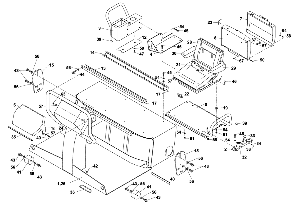 Схема запчастей Case DV204 - (12-150/4[01]) - OPERATORS COMPARTMENT (12) - Chassis/Attachments