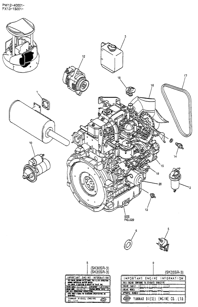 Схема запчастей Case CX36B - (01-005) - ENGINE ASSY (10) - ENGINE
