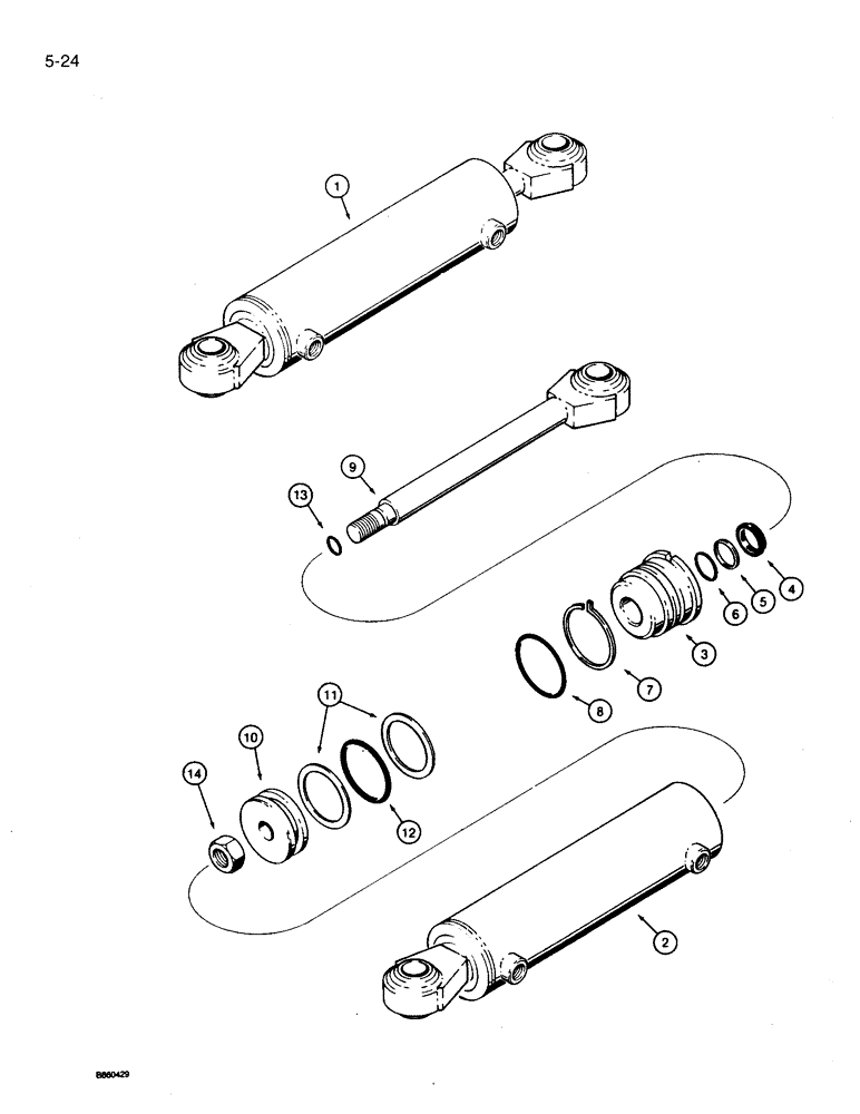 Схема запчастей Case 360 - (5-24) - STEERING CYLINDER - H621367 (05) - STEERING