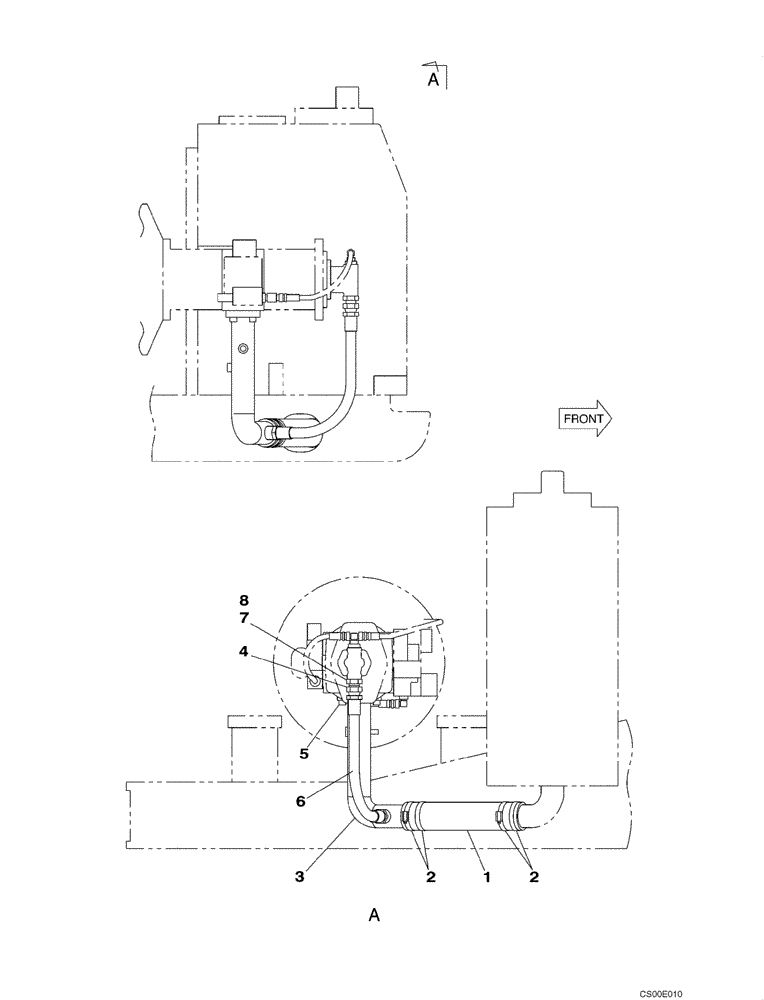 Схема запчастей Case CX130 - (08-007) - HYDRAULICS - PUMP SUCTION LINE (DAC0713099 - DAC0713245) (08) - HYDRAULICS
