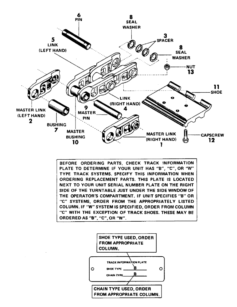 Схема запчастей Case 50 - (014) - TRACKS, SHOES, PINS, AND LINKS (48) - TRACKS & TRACK SUSPENSION