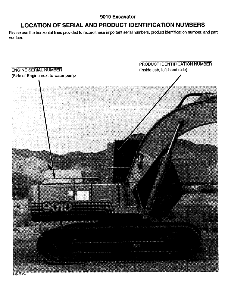 Схема запчастей Case 9010 - (1-02) - LOCATION OF SERIAL AND PRODUCT IDENTIFICATION NUMBERS (00) - PICTORIAL INDEX