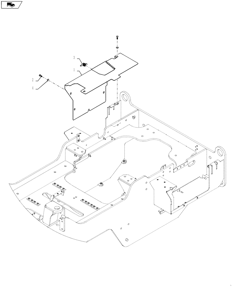 Схема запчастей Case 621F - (39.100.07) - BATTERY AND SCR COVERS (39) - FRAMES AND BALLASTING