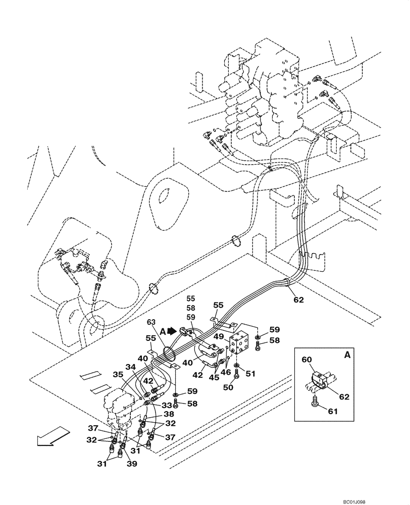 Схема запчастей Case CX290 - (08-21) - HYDRAULICS - PILOT CONTROL LINES (08) - HYDRAULICS