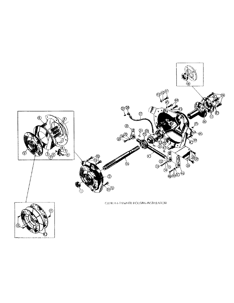 Схема запчастей Case 300 - (037) - CLUTCH & FLYWHEEL HOUSING INST. (01) - ENGINE