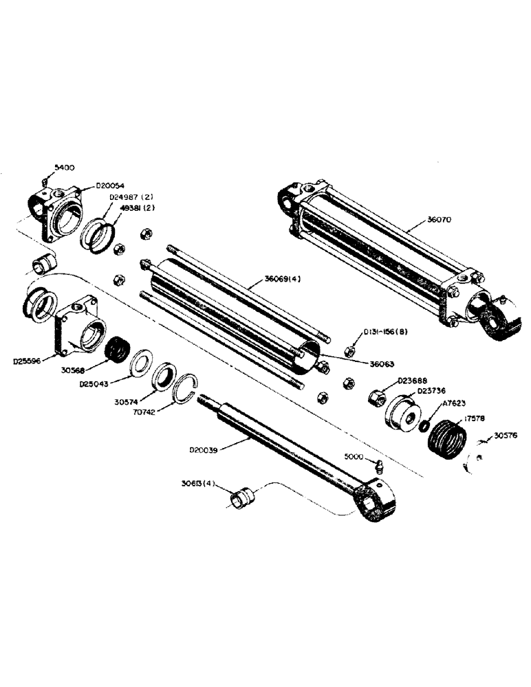 Схема запчастей Case 310 - (55) - 36070 HYDRAULIC BOOM CYLINDER 