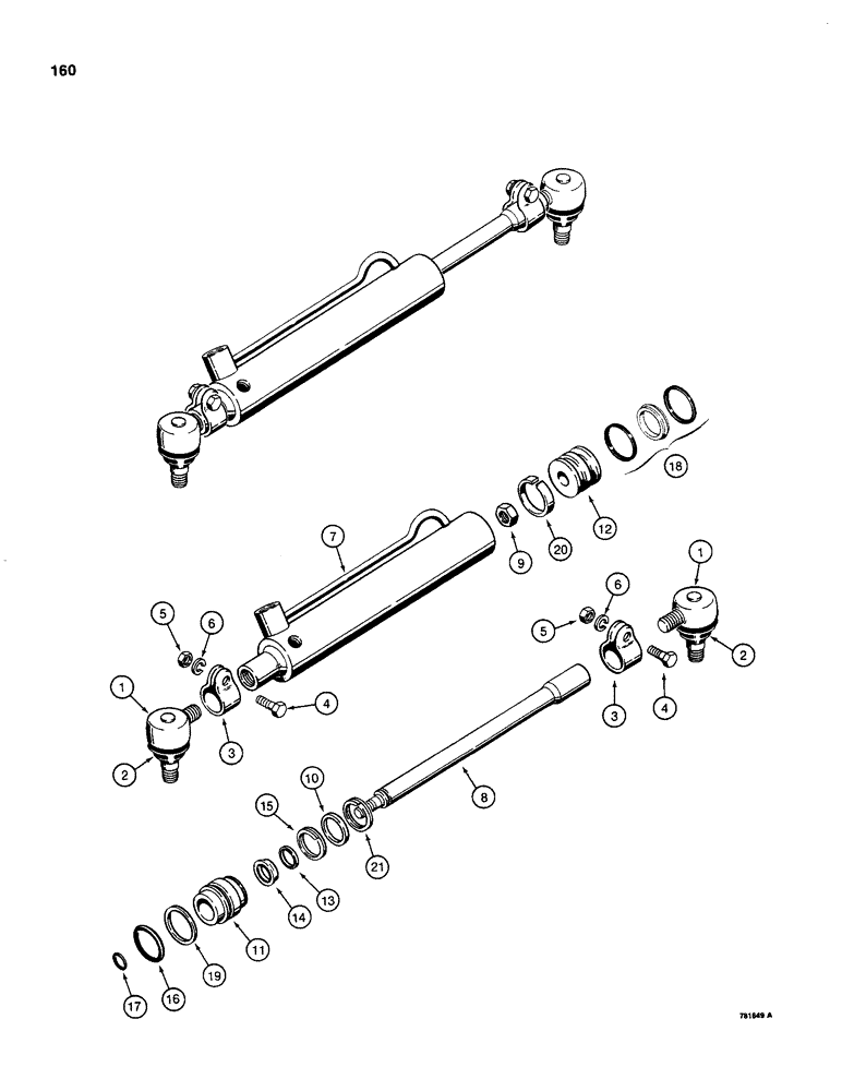 Схема запчастей Case 480C - (160) - D128454 STEERING CYLINDERS, WITH DOUBLE GROOVE PISTON (41) - STEERING