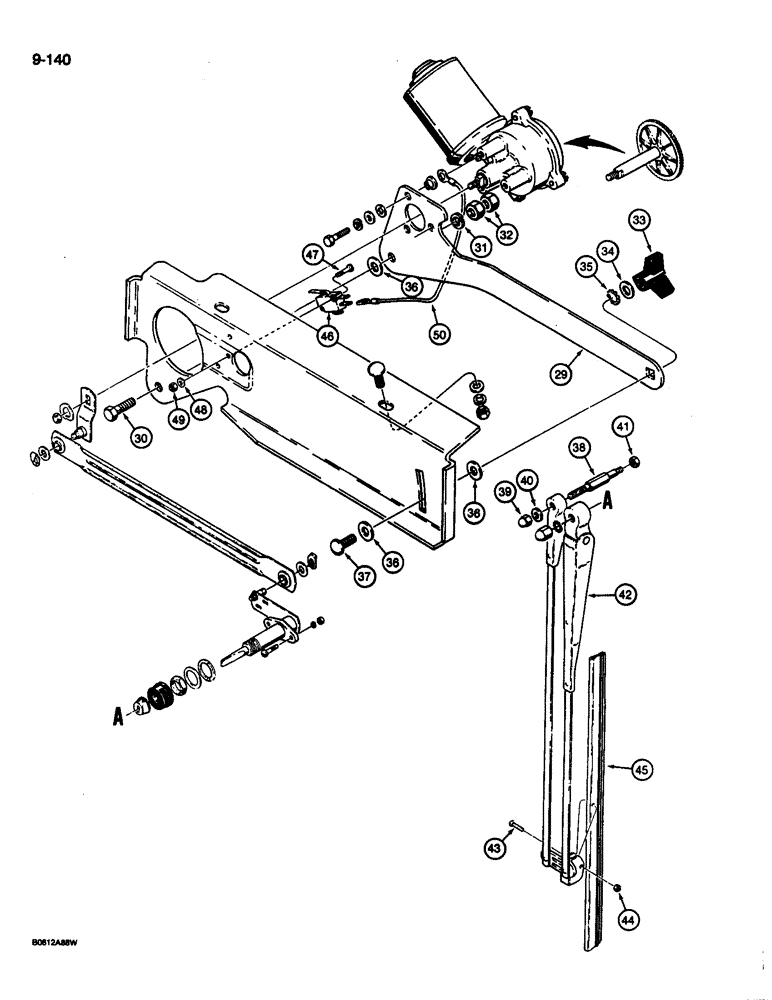 Схема запчастей Case 680L - (9-140) - CAB REAR WINDSHIELD WIPER (CONTD) (09) - CHASSIS/ATTACHMENTS