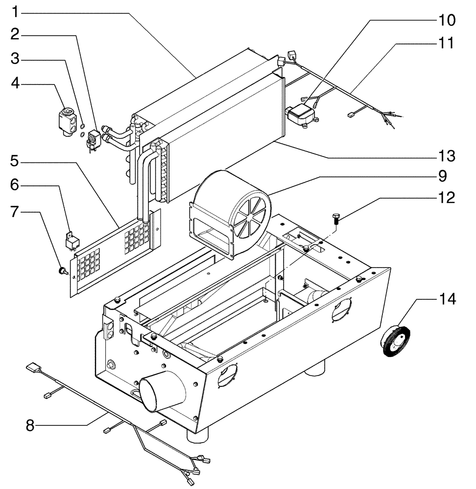 Схема запчастей Case 885B AWD - (09-52[01]) - CAB, EVAPORATOR BOX (09) - CHASSIS/ATTACHMENTS