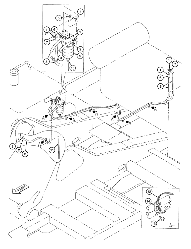 Схема запчастей Case 9050B - (3-04) - FUEL LINES (03) - FUEL SYSTEM