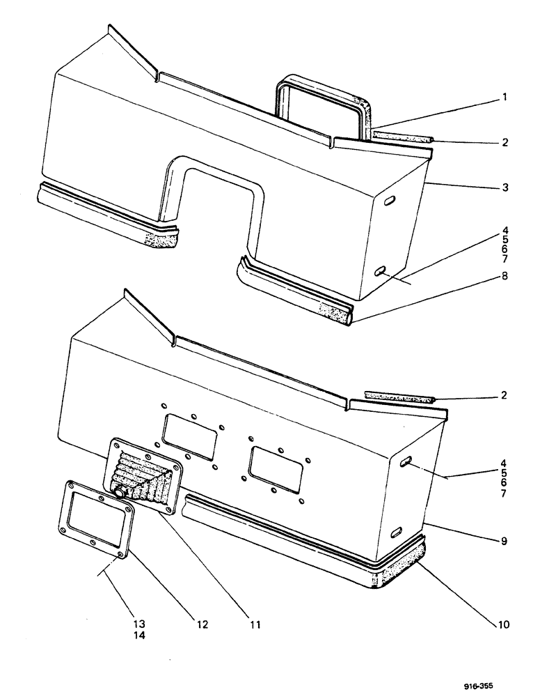 Схема запчастей Case 580F - (336) - PANEL, REAR, AXIAL AND SIDE SHIFT (90) - PLATFORM, CAB, BODYWORK AND DECALS