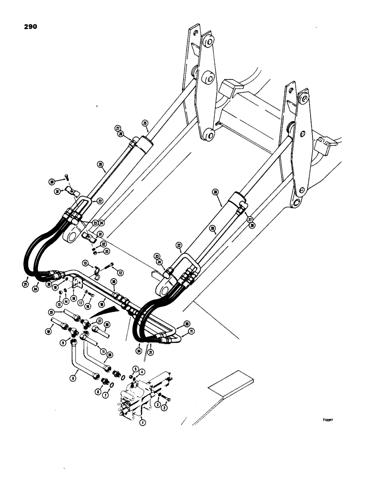 Схема запчастей Case W18 - (290) - LOADER HYDRAULICS, LOADER TILT CYLINDER HYDRAULICS (08) - HYDRAULICS